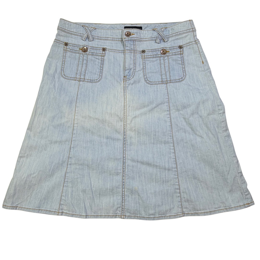 Vintage Banana Republic Y2K Light Wash Denim Knee Length A-Line Skirt 12